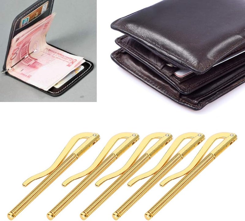 Respicefinem Money Clip 5Pcs Gold Electroplated Steel High Hardness Spring 85Mm For Leather Wallet - Image 5